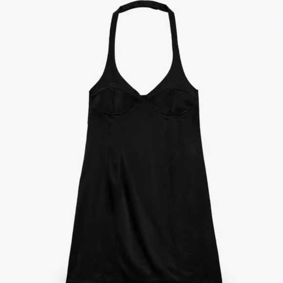 Black Satin Mini Dress - Picture 1 of 4